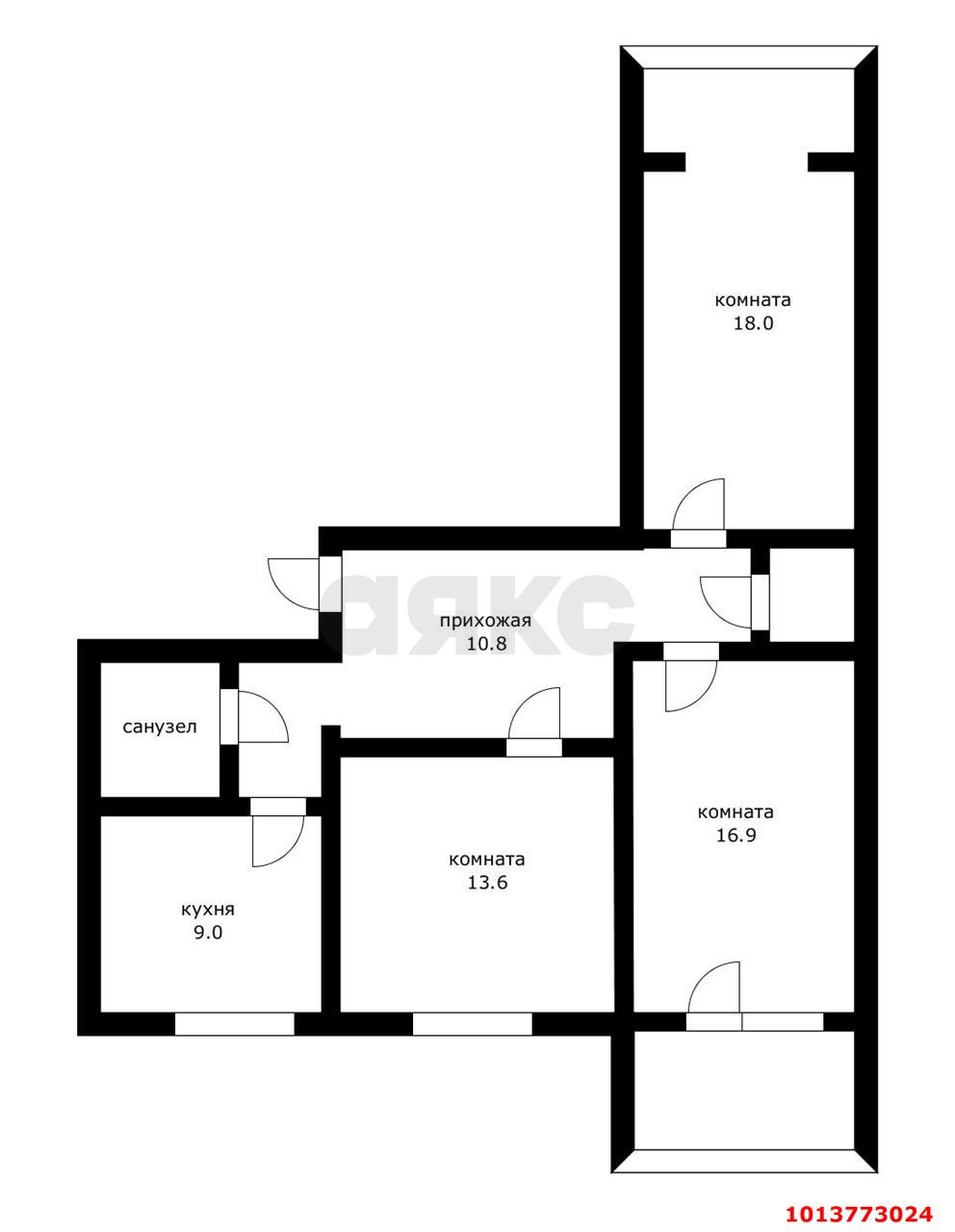 Фото №14: 3-комнатная квартира 71 м² - Краснодар, Западный внутригородской округ, мкр. Юбилейный, пр-кт Чекистов, 8