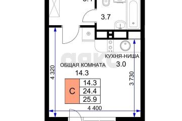 Фото №4: Студия 24 м² - Краснодар, мкр. 2-я Площадка, ул. Ветеранов, 4А