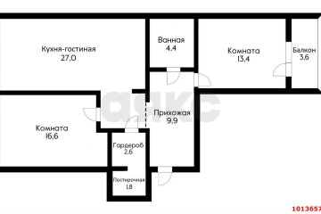 Фото №2: 2-комнатная квартира 77 м² - Краснодар, мкр. Гидростроителей, ул. Невкипелого, 18к1