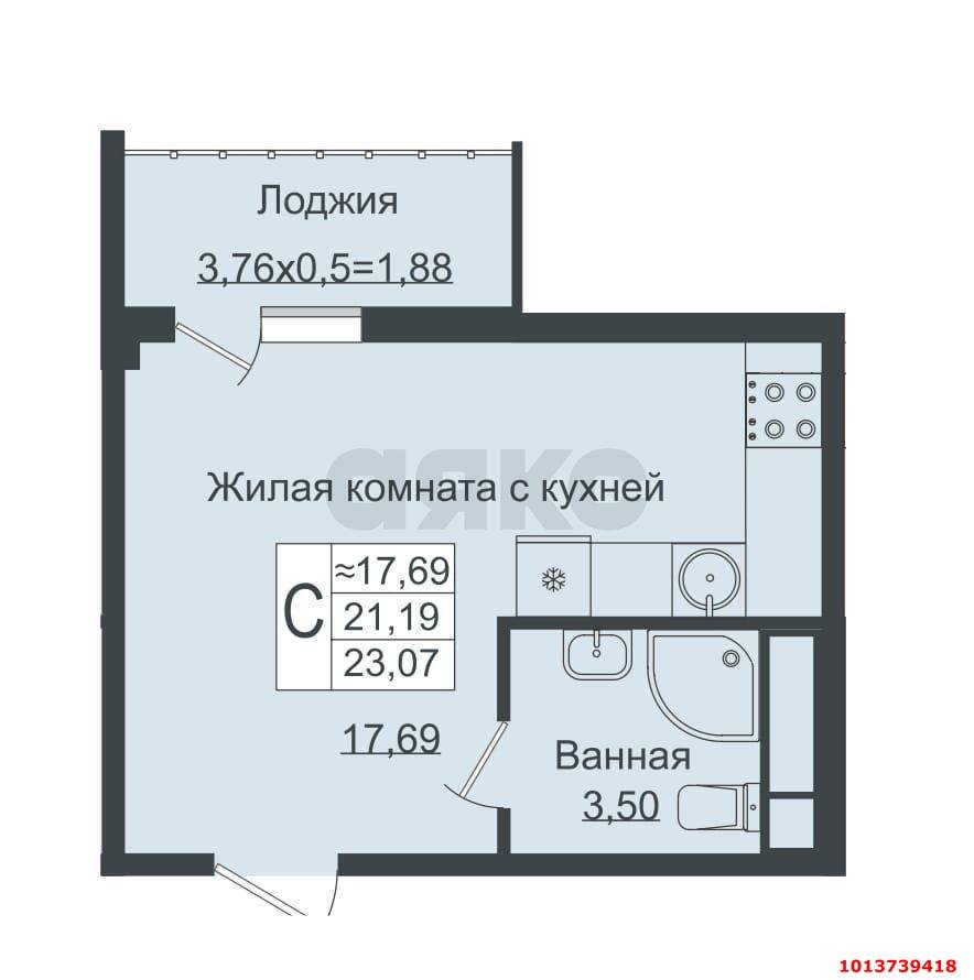 Фото №11: Студия 23 м² - Краснодар, жилой комплекс Европа-Сити, ул. Карпатская, 1