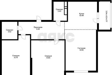 Фото №3: 3-комнатная квартира 72 м² - Краснодар, мкр. жилой комплекс Облака, ул. имени Генерала Корнилова, 9к3