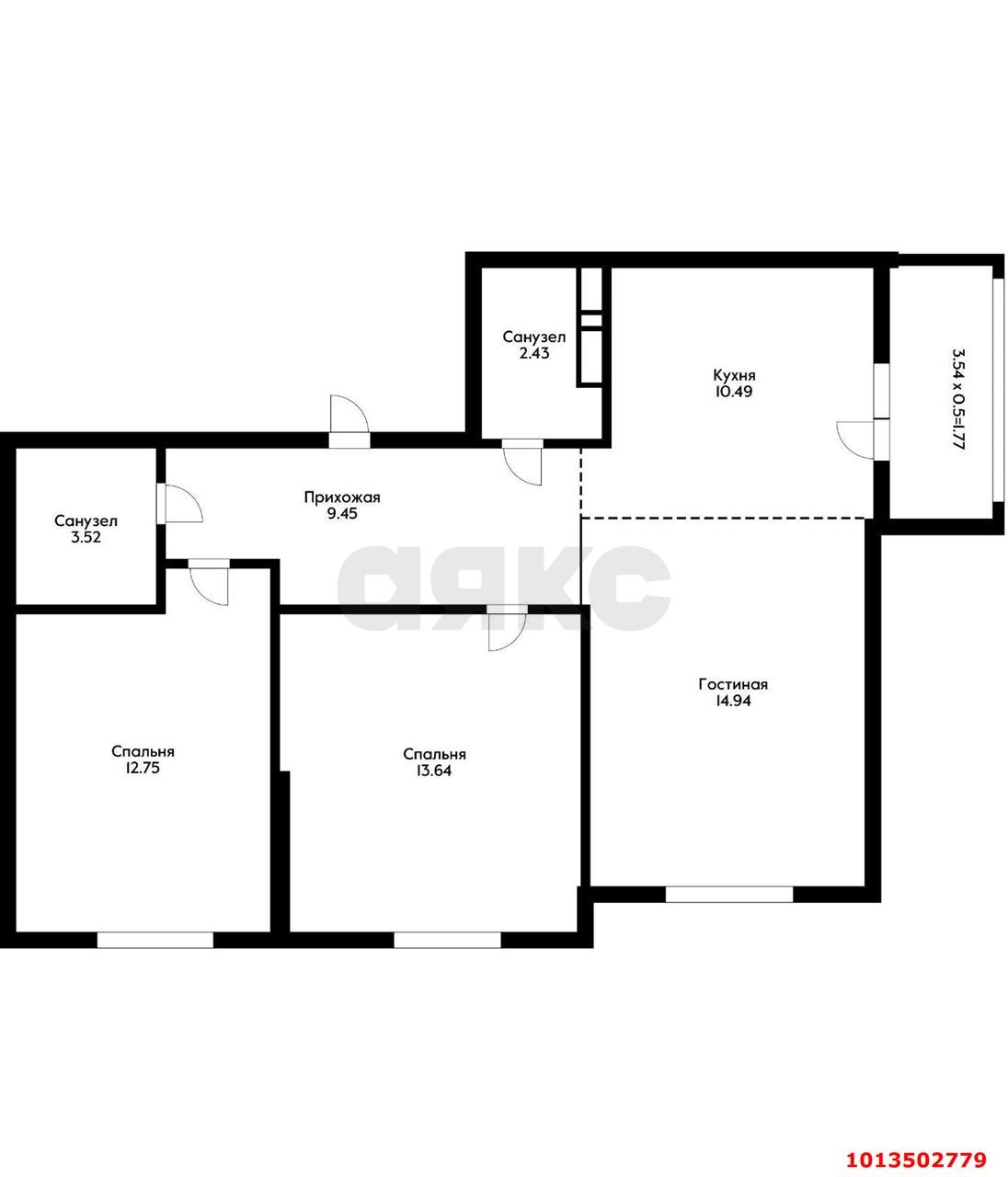 Фото №3: 3-комнатная квартира 72 м² - Краснодар, жилой комплекс Облака, ул. имени Генерала Корнилова, 9к3