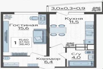 Фото №2: 1-комнатная квартира 36 м² - Краснодар, мкр. Прикубанский внутригородской округ, ул. Садовое Кольцо, 9