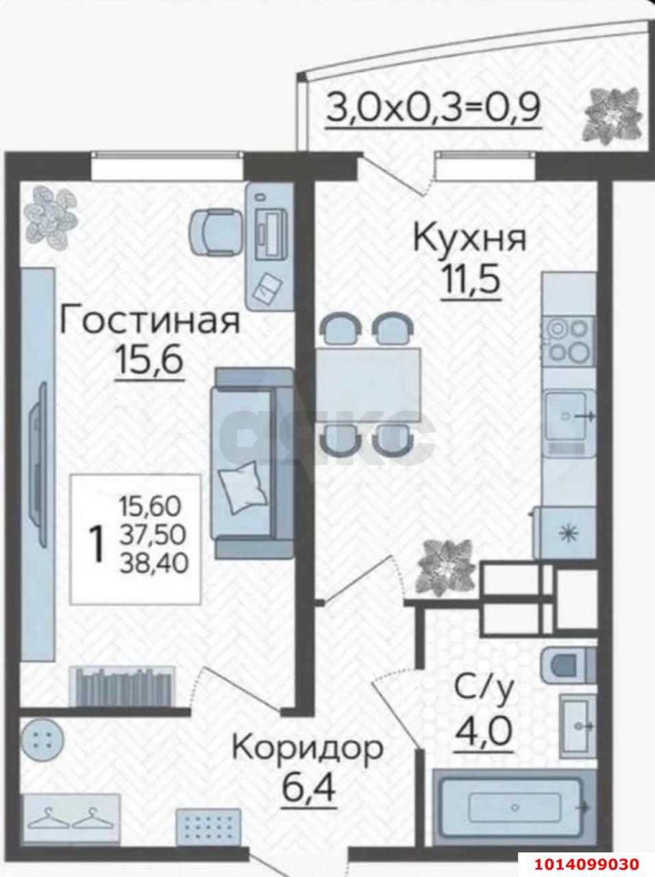 Фото №2: 1-комнатная квартира 40 м² - Краснодар, жилой комплекс Зеленодар, мкр. Прикубанский внутригородской округ, ул. Садовое Кольцо, 9
