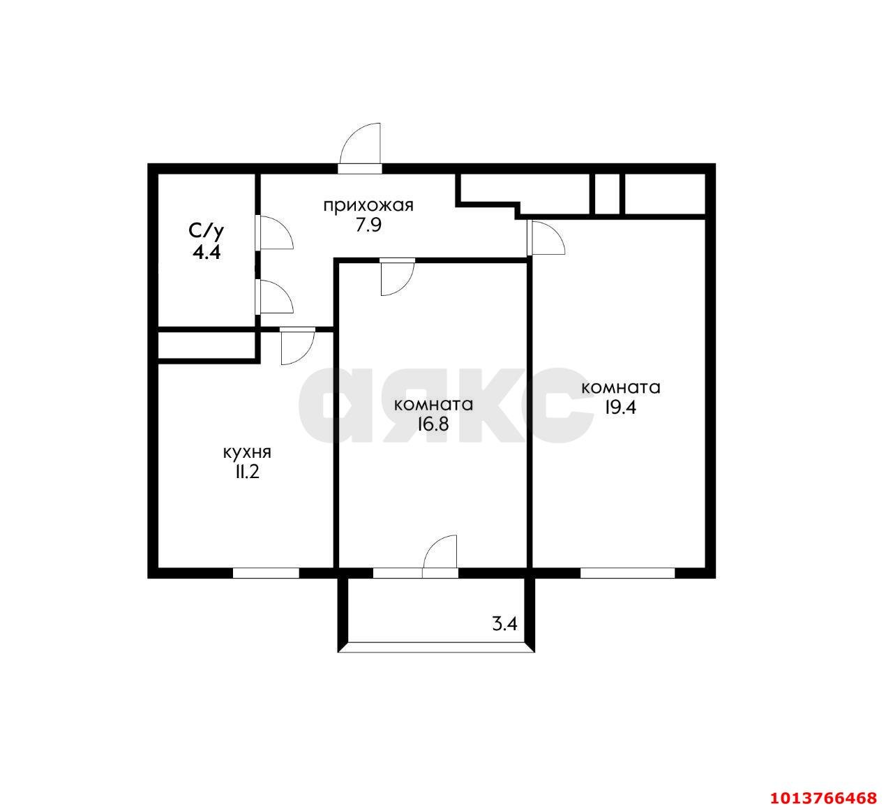 Фото №14: 2-комнатная квартира 62 м² - Краснодар, жилой комплекс Фреш, ул. имени Валерия Гассия, 4/7к3