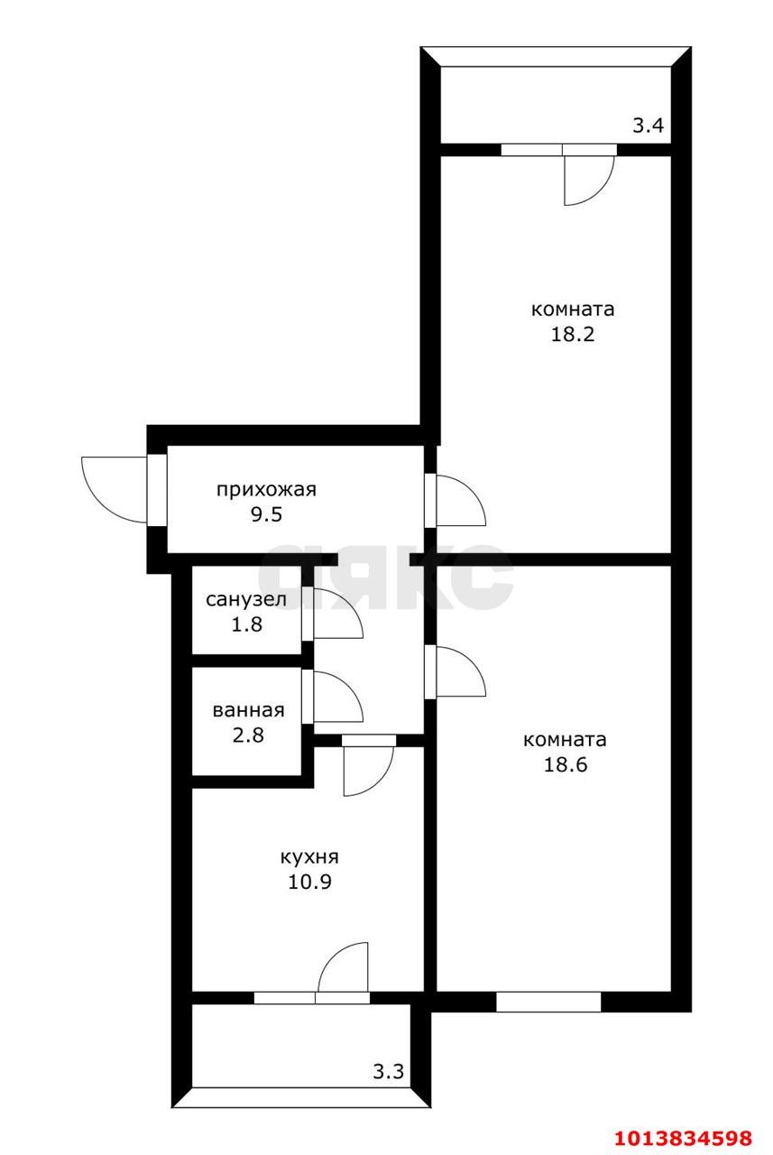 Фото №11: 2-комнатная квартира 68 м² - Новая Адыгея, жилой комплекс Мега, ул. Бжегокайская, 90/3к3