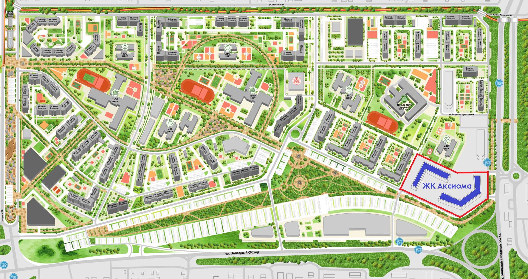 Фото №13: 1-комнатная квартира 42 м² - Краснодар, Прикубанский внутригородской округ, жилой комплекс Аксиома, мкр. Догма Парк, ул. Марины Цветаевой, 17к2