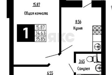 Фото №3: 1-комнатная квартира 37 м² - Пригородный, мкр. Карасунский внутригородской округ, 1