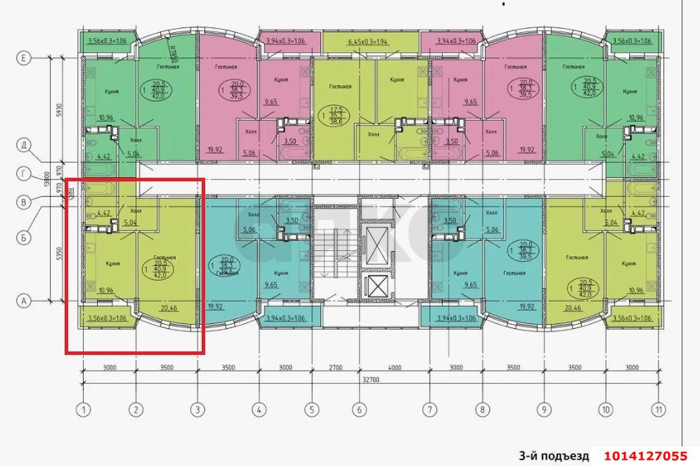 Фото №5: 1-комнатная квартира 44 м² - Краснодар, жилой комплекс Кино, ул. Уральская, 100/5