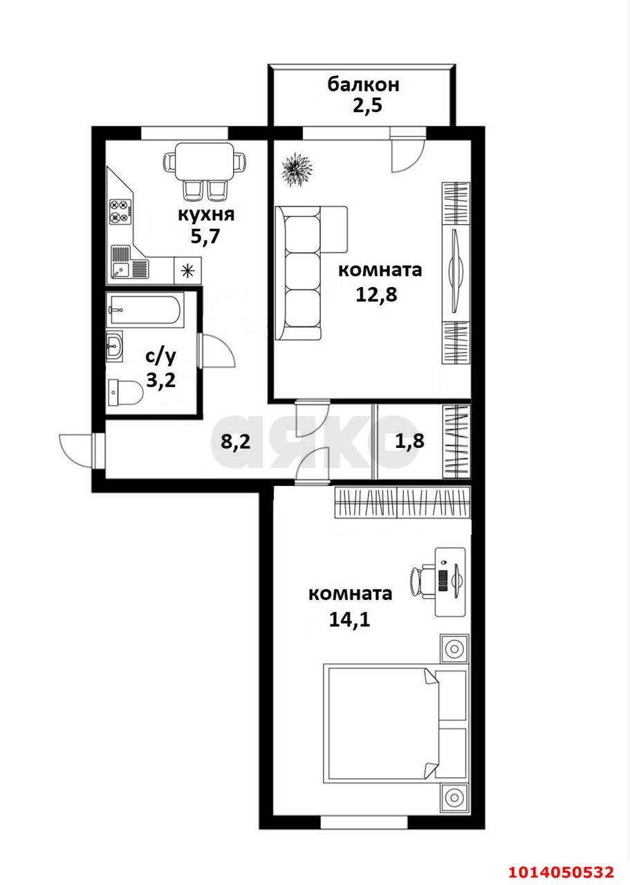 Фото №11: 2-комнатная квартира 48 м² - Краснодар, Фестивальный, ул. Свободы, 2