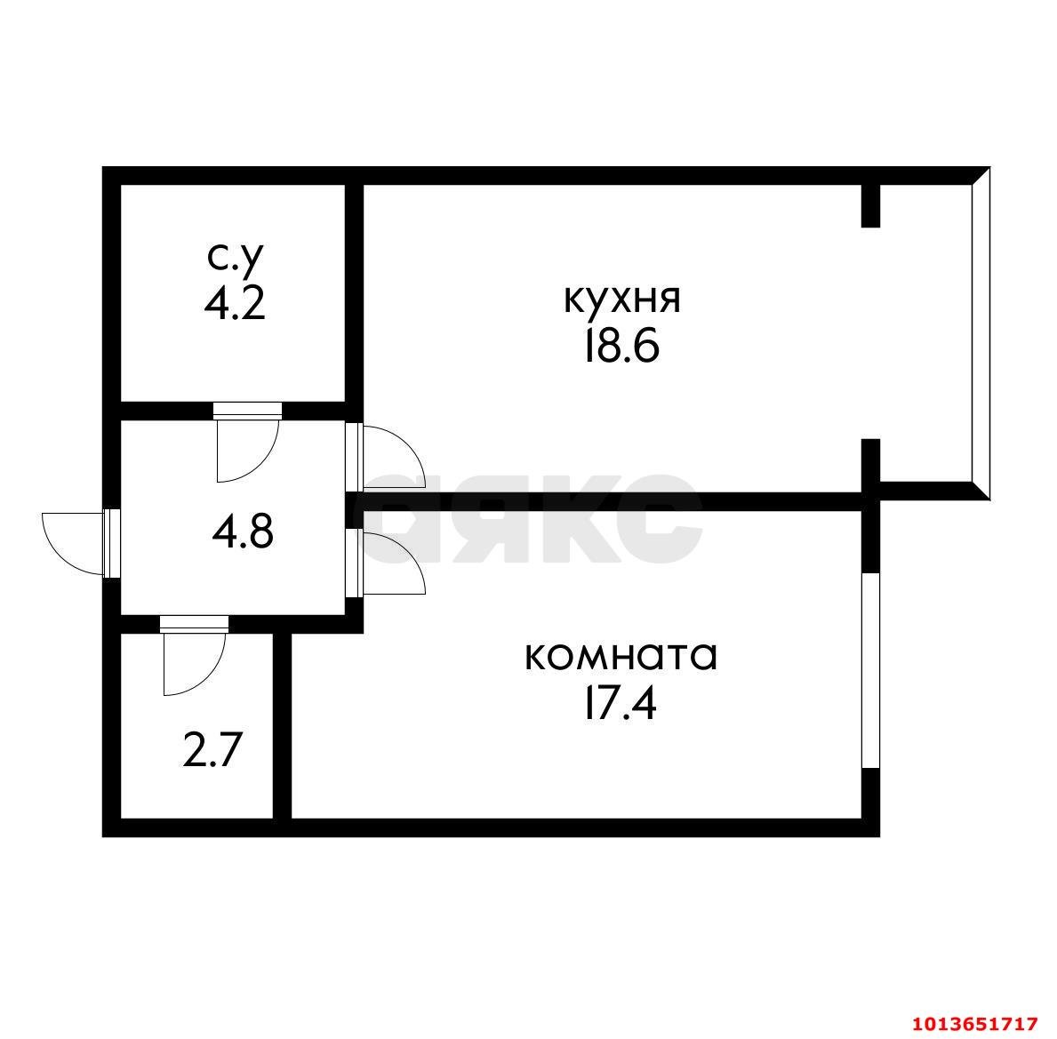 Фото №7: 1-комнатная квартира 45 м² - Краснодар, Черёмушки, ул. Айвазовского, 116к2