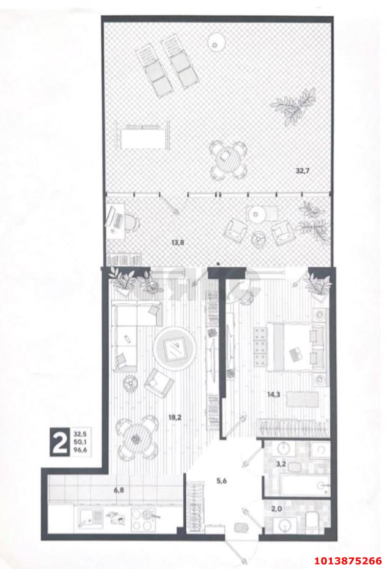 Фото №2: 2-комнатная квартира 50 м² - Краснодар, жилой комплекс Самолёт-5, ул. Ивана Беличенко, 97