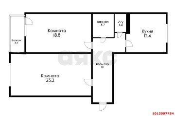 Фото №3: 2-комнатная квартира 75 м² - Яблоновский, ул. Кобцевой, 3к2