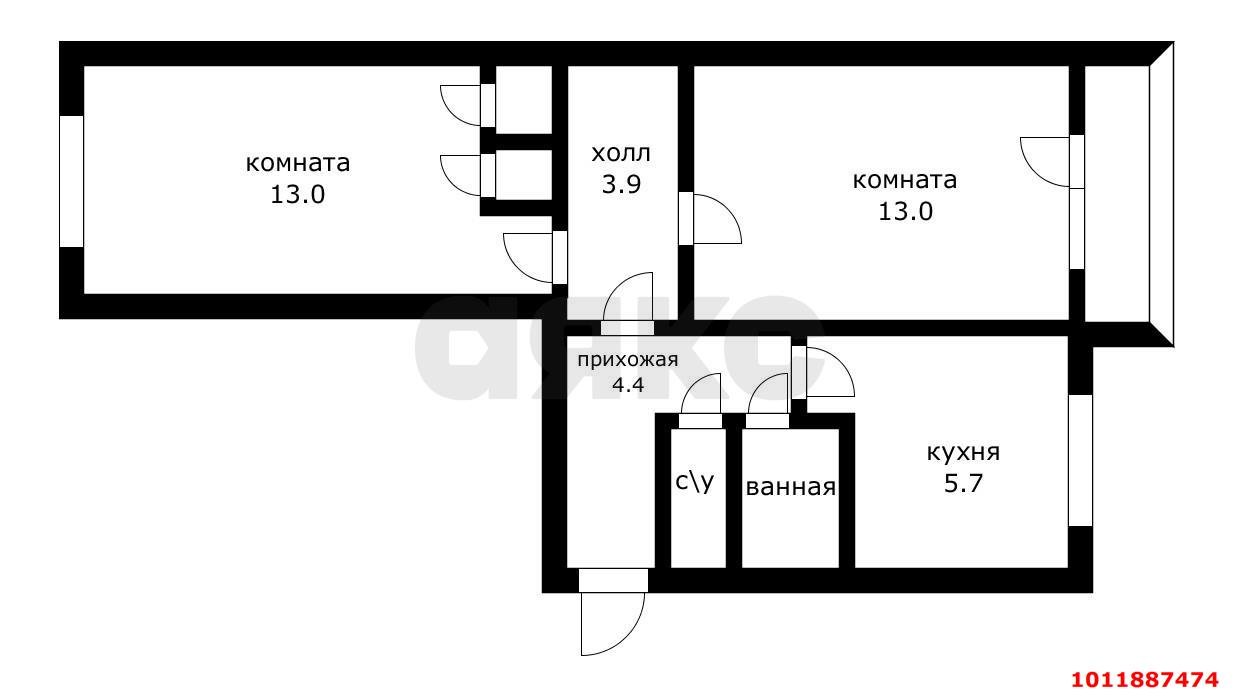Фото №12: 2-комнатная квартира 46 м² - Краснодар, Гидростроителей, ул. Гидростроителей, 51