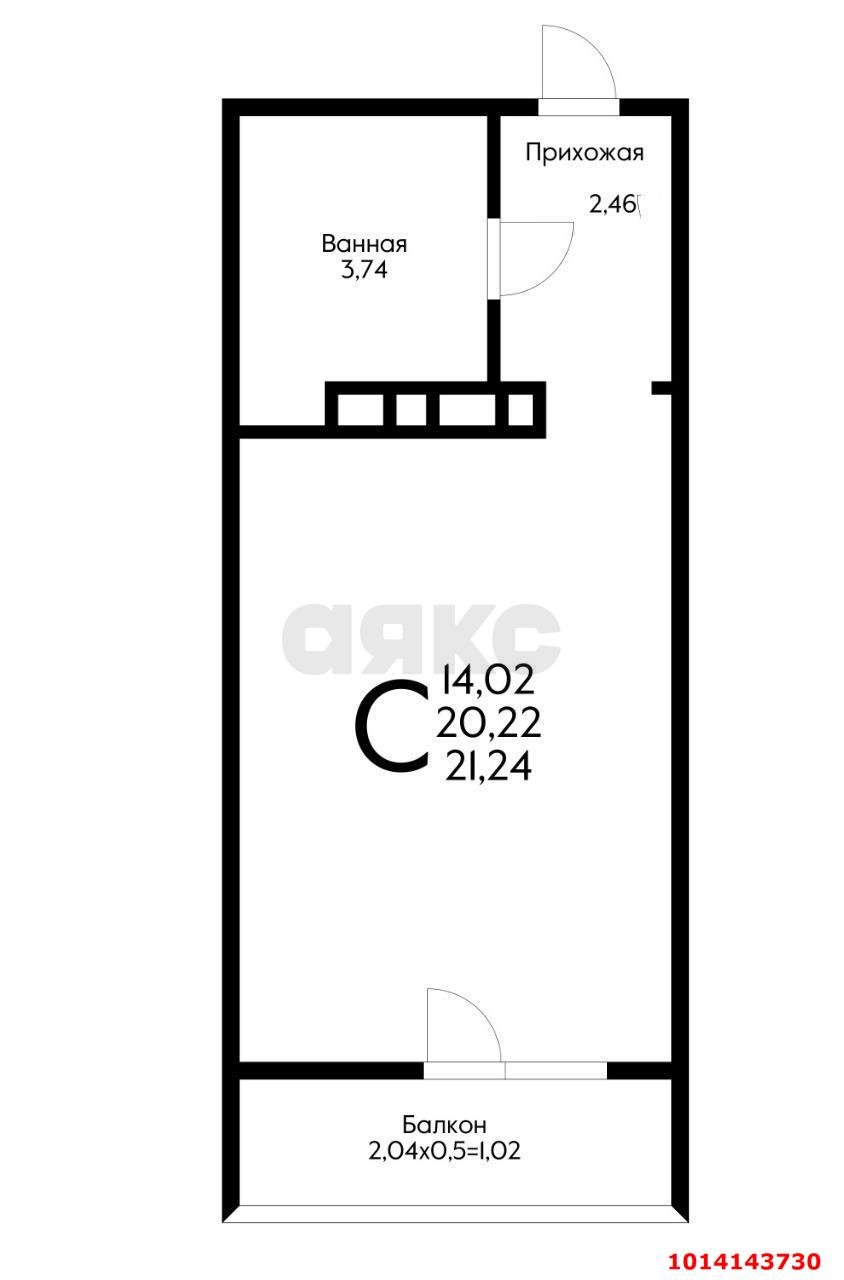 Фото №12: 1-комнатная квартира 20 м² - Краснодарский, жилой комплекс Параллели, 66к1