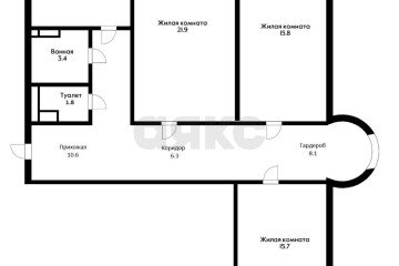 Фото №3: 3-комнатная квартира 103 м² - Краснодар, мкр. жилой комплекс Дом у Озера, ул. Селезнёва, 104/1