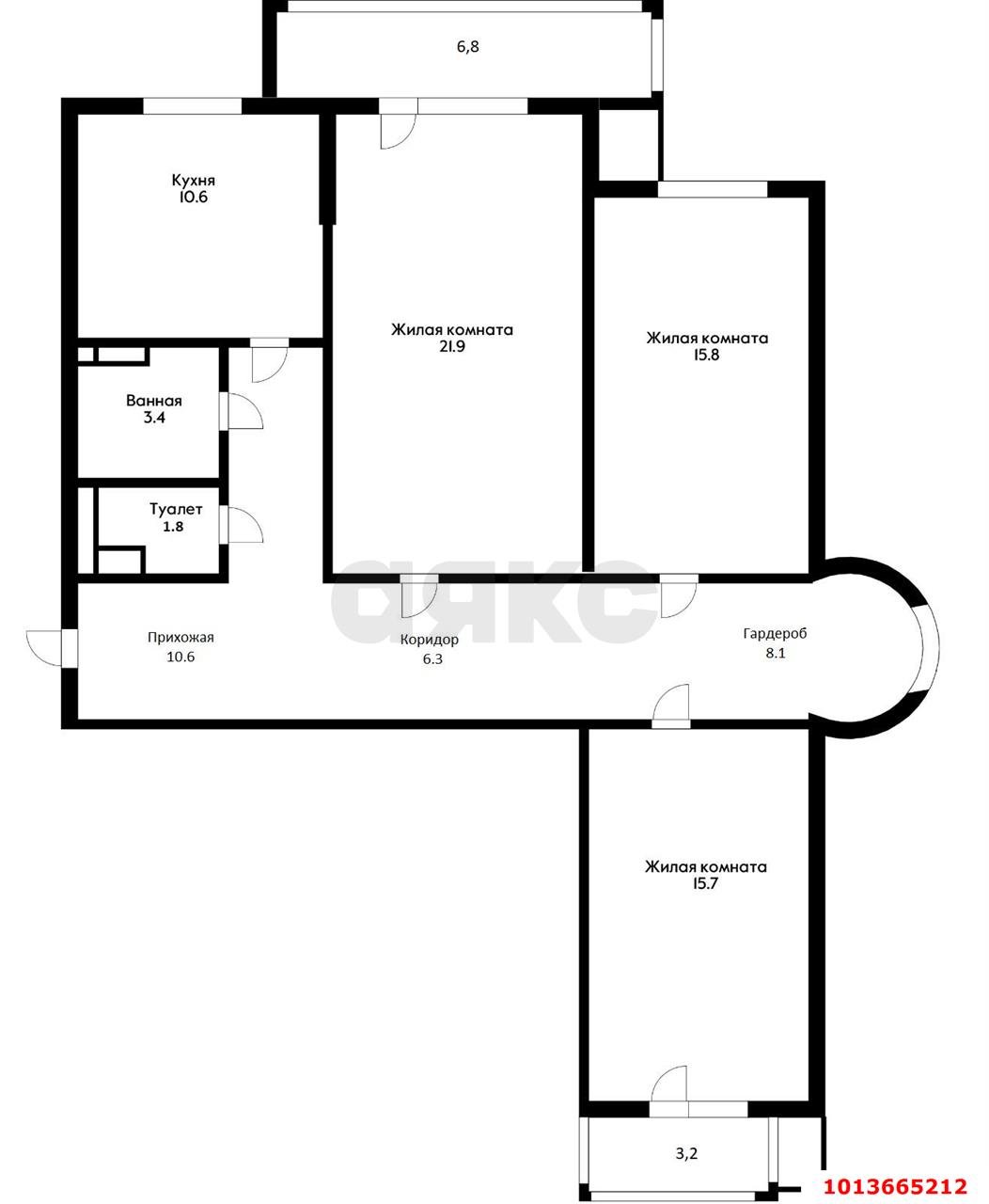 Фото №3: 3-комнатная квартира 103 м² - Краснодар, жилой комплекс Дом у Озера, ул. Селезнёва, 104/1