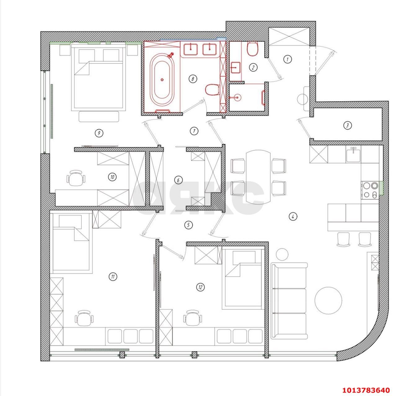 Фото №3: 3-комнатная квартира 103 м² - Краснодар, Немецкая Деревня, ул. Баварская, 11
