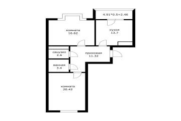 Фото №2: 2-комнатная квартира 70 м² - Краснодар, мкр. Школьный, ул. Школьная, 1