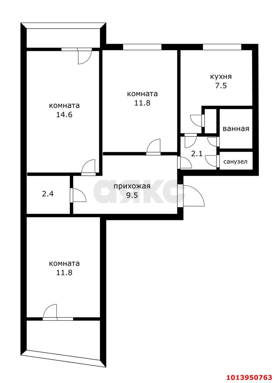 Фото №1: 3-комнатная квартира 64 м² - Краснодар, Комсомольский, ул. Тюляева, 25
