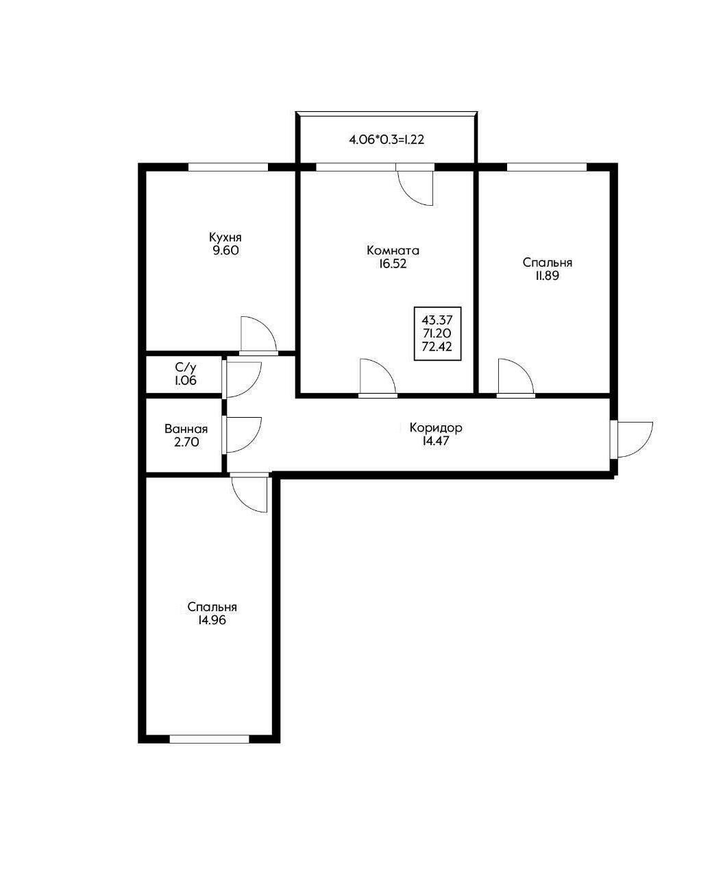Фото №15: 3-комнатная квартира 72 м² - Краснодар, Западный внутригородской округ, Кожзавод, мкр. Военный городок № 1, ул. имени Калинина, 350/4