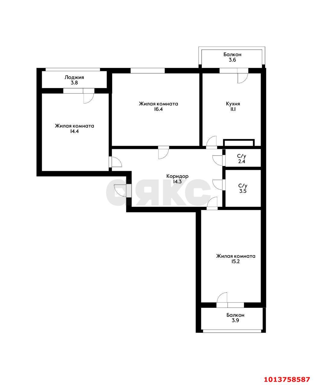 Фото №14: 3-комнатная квартира 84 м² - Краснодар, жилой комплекс Айвазовский, ул. Старокубанская, 123А