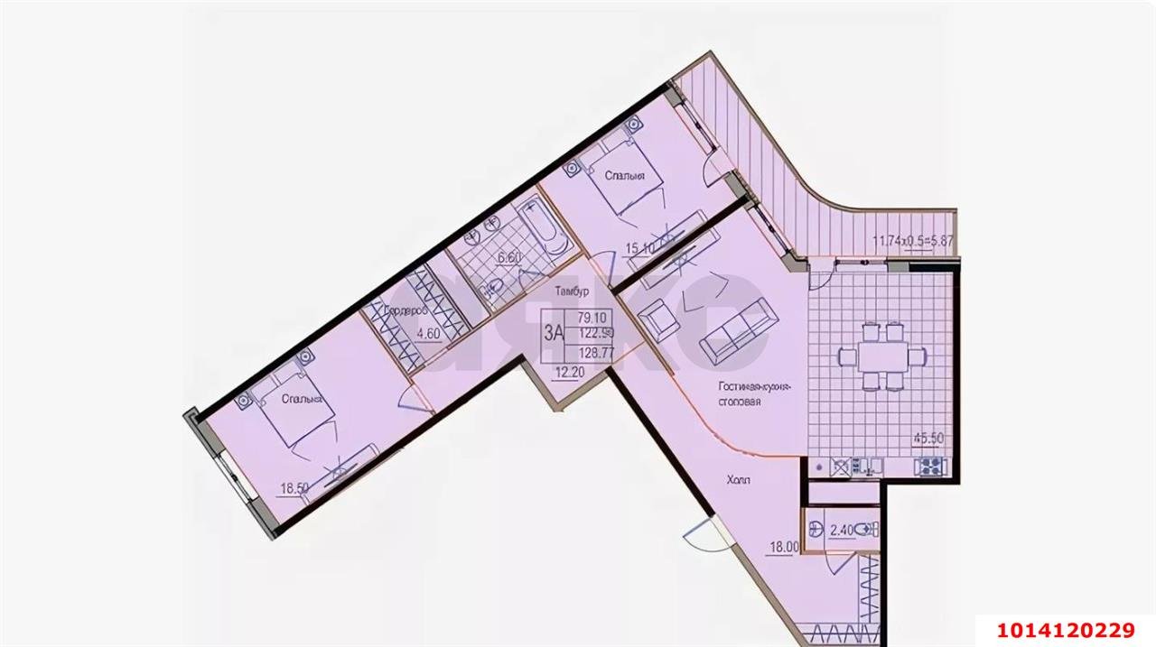 Фото №18: 3-комнатная квартира 135 м² - Краснодар, жилой комплекс Тургенев, ул. Дальняя, 8к2