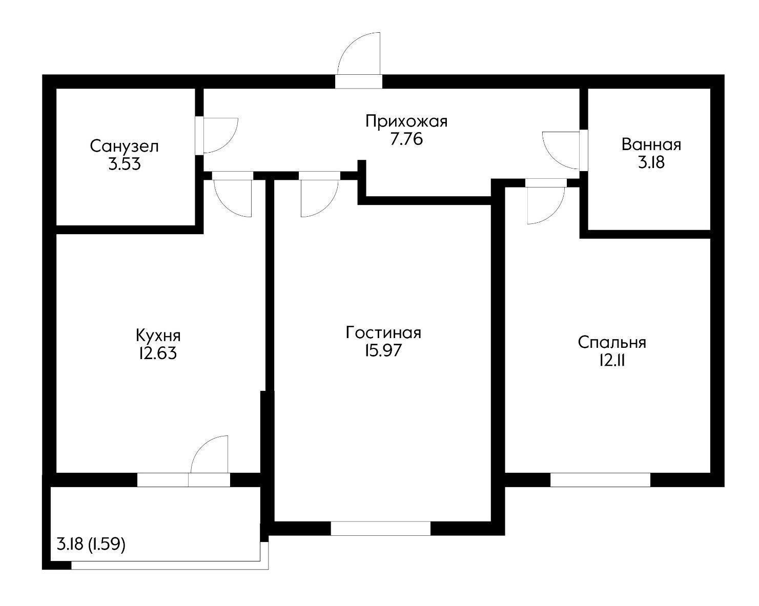 Фото №4: 2-комнатная квартира 55 м² - Краснодар, Прикубанский внутригородской округ, мкр. жилой комплекс Облака, ул. имени Генерала Корнилова, 9к2