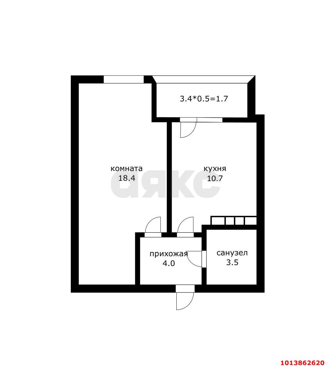 Фото №6: 1-комнатная квартира 38 м² - Краснодар, жилой комплекс Инсити-Парк, ул. Командорская, 1к1