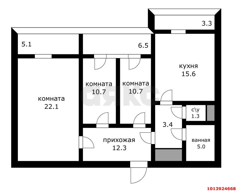 Фото №12: 3-комнатная квартира 94 м² - Краснодар, Черёмушки, ул. Селезнёва, 164