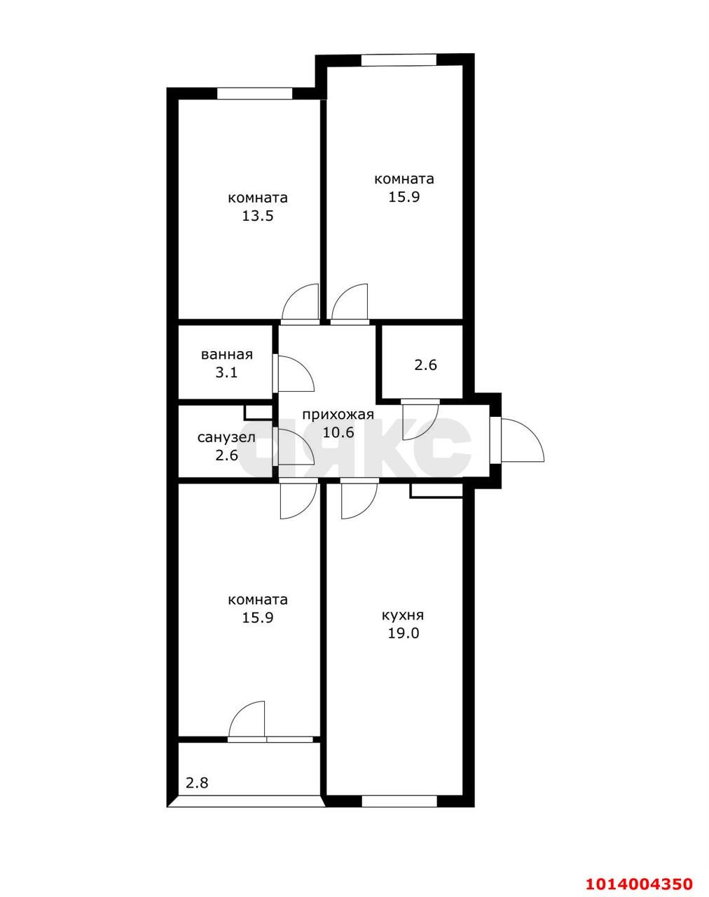 Фото №4: 3-комнатная квартира 86 м² - Краснодар, Прикубанский внутригородской округ, мкр. жилой комплекс Самолёт-6, ул. Ивана Беличенко, 92