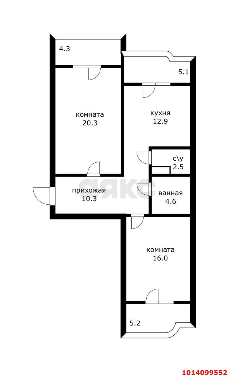 Фото №3: 2-комнатная квартира 82 м² - Краснодар, Фестивальный, ул. Гаражная, 79