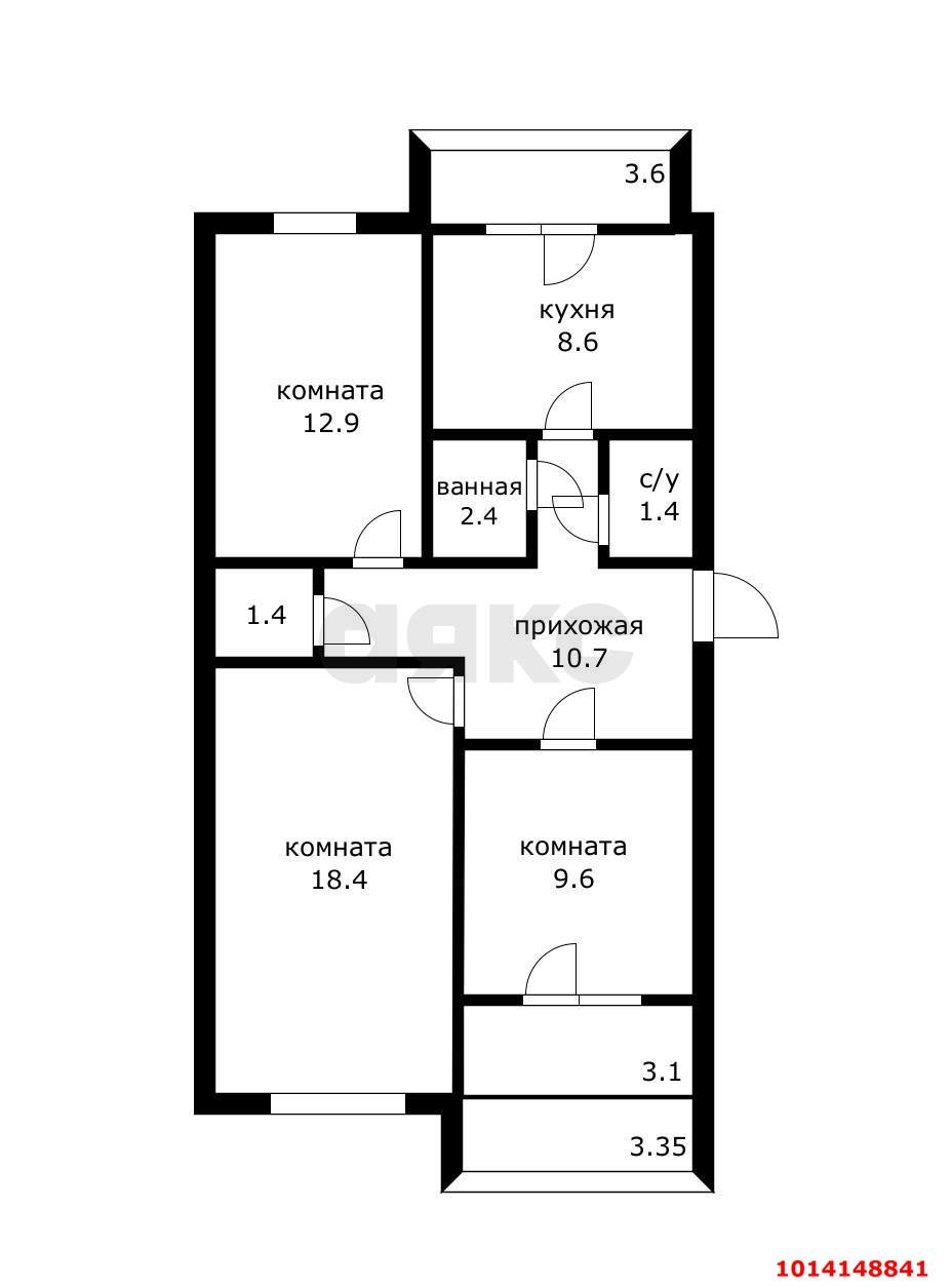 Фото №20: 3-комнатная квартира 75 м² - Апшеронск, Прикубанский внутригородской округ, мкр. жилой комплекс Зелёный театр, ул. Лесозаводская, 147