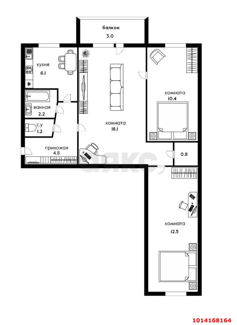 Фото №12: 3-комнатная квартира 58 м² - Краснодар, Славянский, ул. Крымская, 63