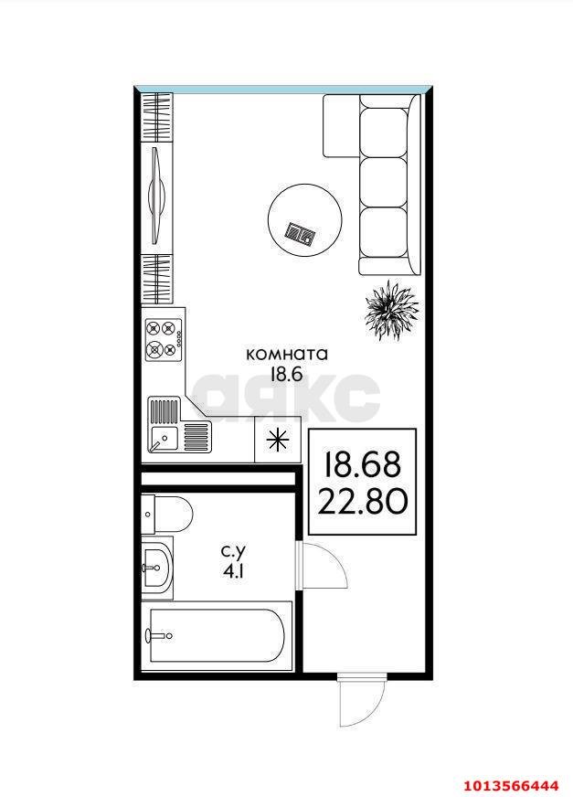 Фото №2: Студия 22 м² - Краснодар, Черёмушки, 