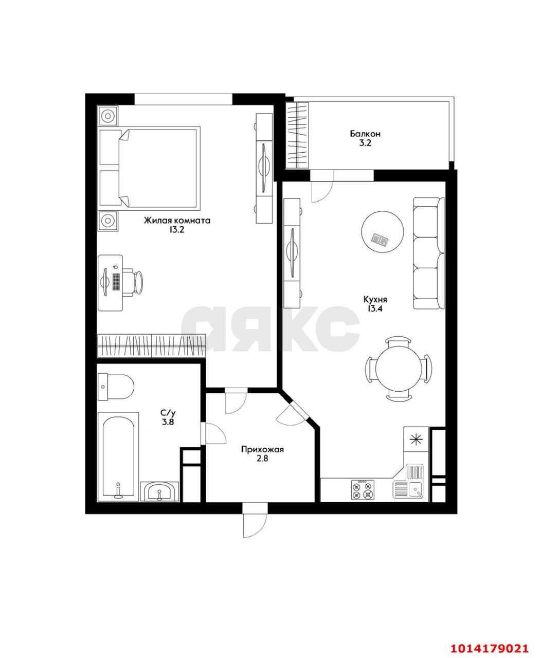 Фото №14: 1-комнатная квартира 37 м² - Краснодар, имени Петра Метальникова, ул. Петра Метальникова, 40