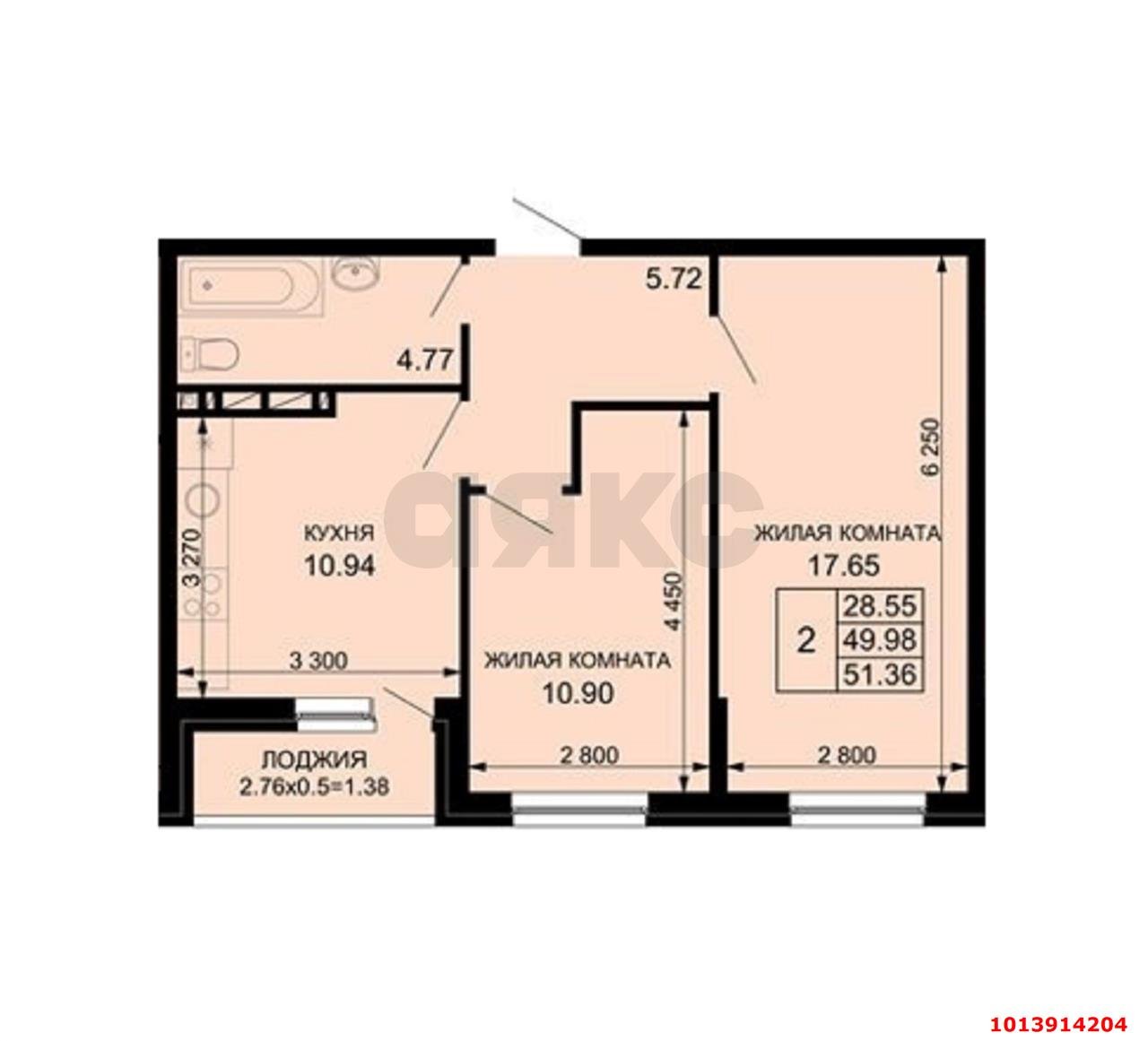 Фото №14: 2-комнатная квартира 52 м² - Краснодар, жилой комплекс Новые Сезоны, ул. Скандинавская, 1к6