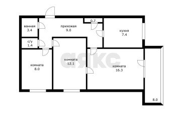 Фото №2: 3-комнатная квартира 66 м² - Краснодар, мкр. Фестивальный, ул. имени Тургенева, 193
