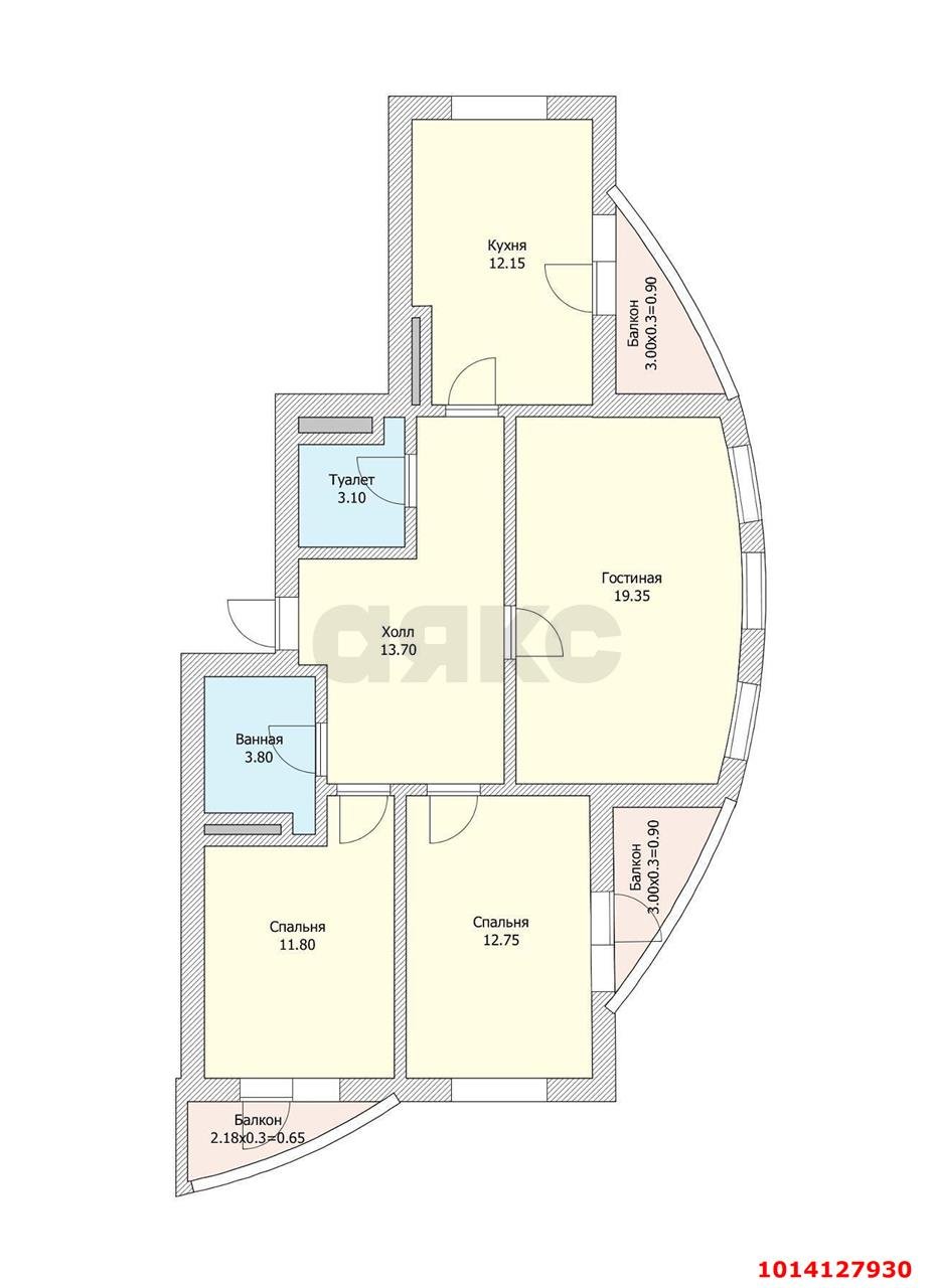 Фото №3: 3-комнатная квартира 87 м² - Краснодар, имени Петра Метальникова, ул. Тополиная, 40/1