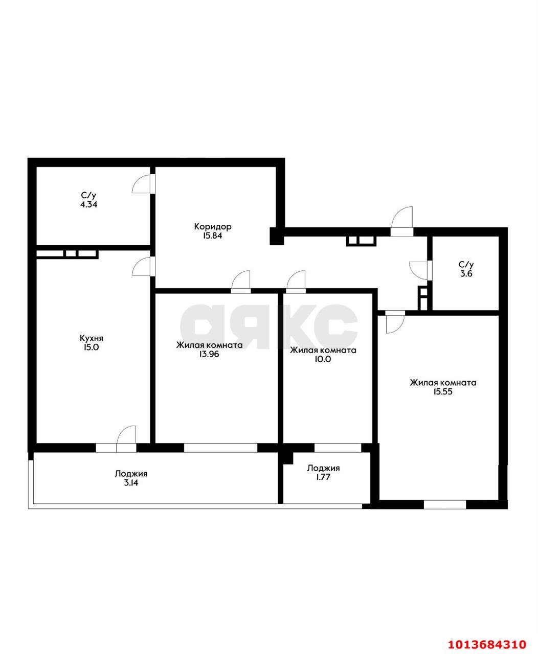 Фото №20: 3-комнатная квартира 79 м² - Краснодар, жилой комплекс Привилегия, ул. Селезнёва, 4/15к1
