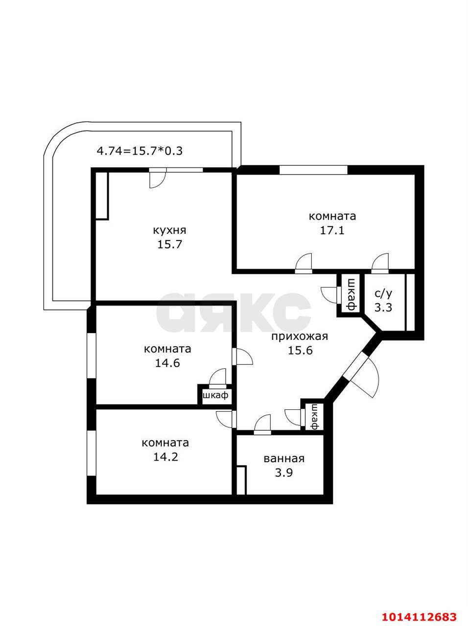 Фото №17: 3-комнатная квартира 95 м² - Краснодар, Панорама, ул. Восточно-Кругликовская, 22