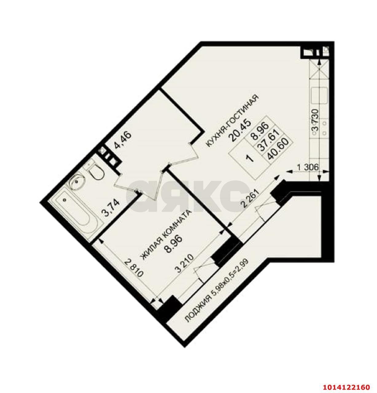 Фото №1: 1-комнатная квартира 40 м² - Южный, жилой комплекс История, ул. Казачья, 2к2