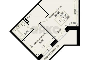 Фото №1: 1-комнатная квартира 40 м² - Южный, мкр. жилой комплекс История, ул. Казачья, 2к2
