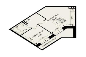 Фото №1: 1-комнатная квартира 40 м² - Южный, мкр. жилой комплекс История, ул. Казачья, 2к2