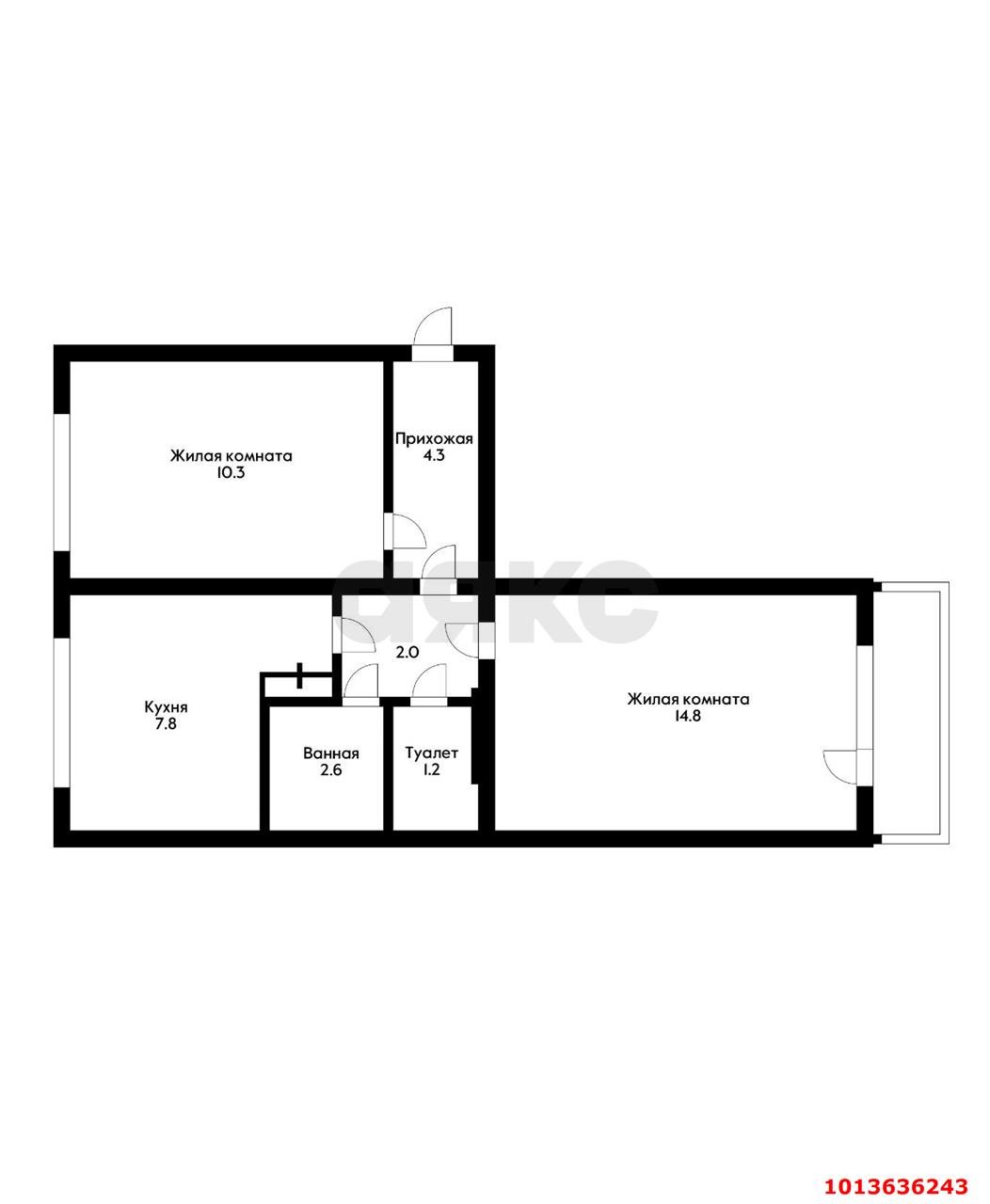 Фото №2: 2-комнатная квартира 43 м² - Краснодар, Фестивальный, ул. имени Дзержинского, 101