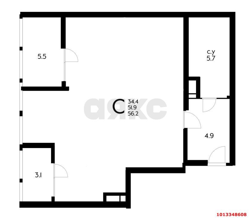 Фото №6: 2-комнатная квартира 56 м² - Краснодар, жилой комплекс Самолёт, ул. Западный Обход, 39/2