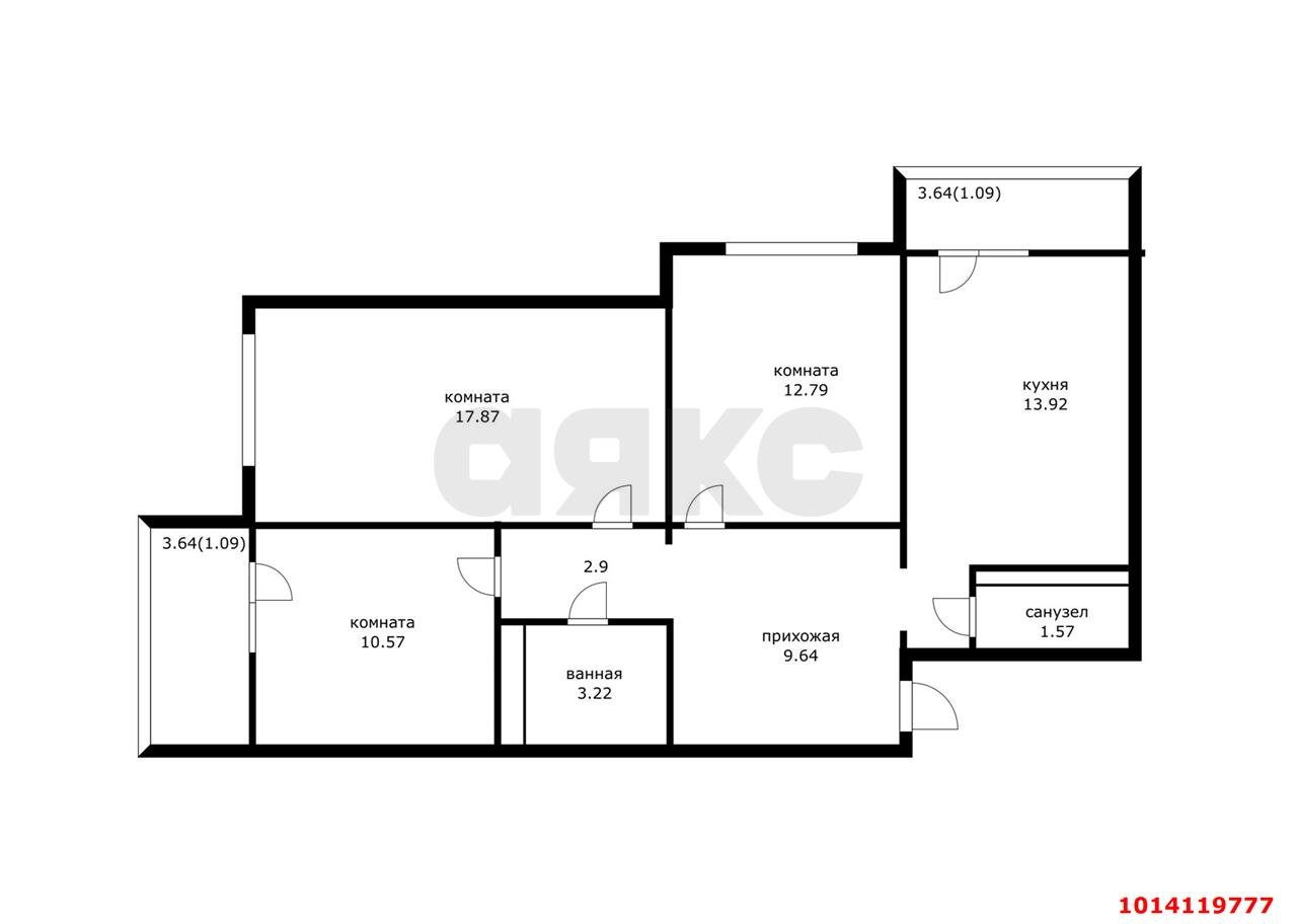Фото №15: 3-комнатная квартира 74 м² - Краснодар, Восточно-Кругликовский, ул. Героя А.А. Аверкиева, 15