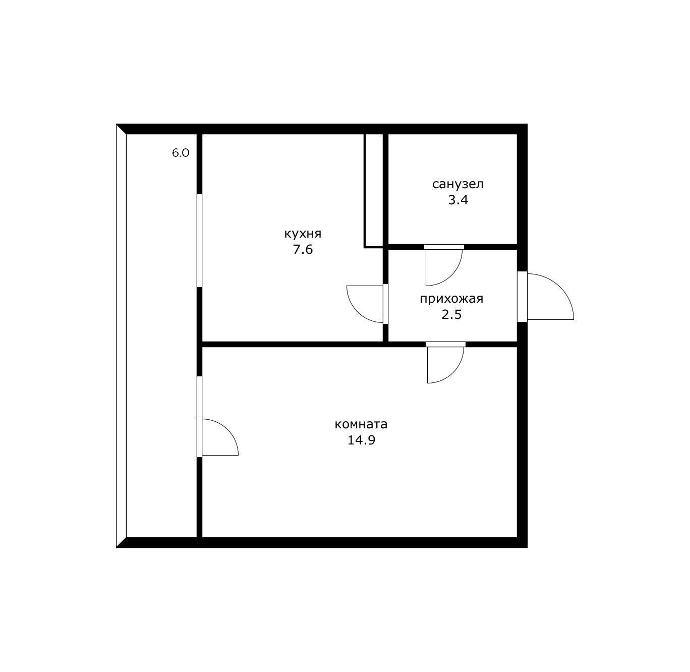 Фото №12: 1-комнатная квартира 34 м² - Российский, мкр. Прикубанский внутригородской округ, ул. имени В.М. Комарова, 32