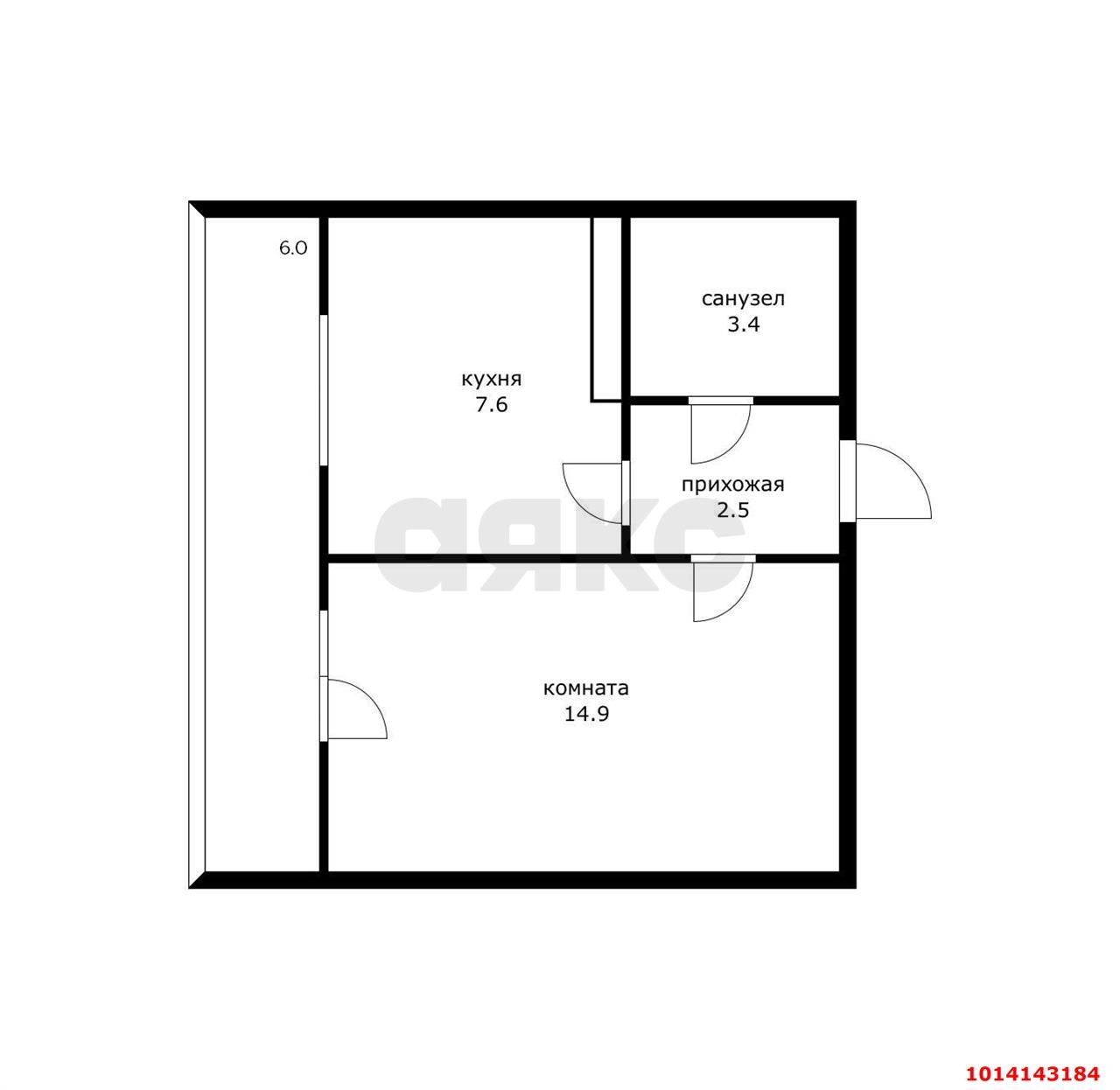 Фото №12: 1-комнатная квартира 34 м² - Краснодар, жилой комплекс Калинино Парк, ул. имени В.М. Комарова, 21/1к8
