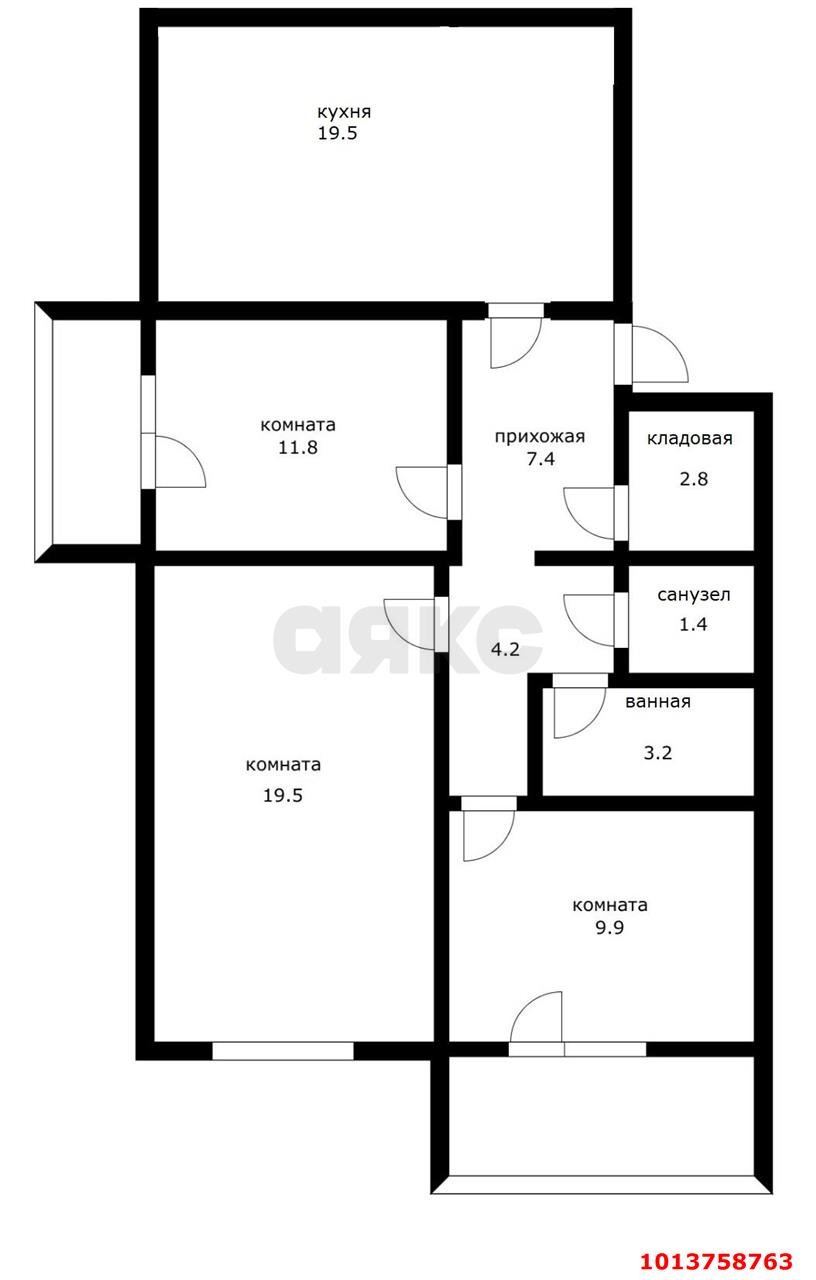 Фото №15: 3-комнатная квартира 79 м² - Краснодар, Завод Измерительных Приборов, ул. Зиповская, 41